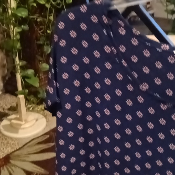 FINAL PRICE PLEIONE multi-colored floral print s/s design blouse w flared hem L - Picture 4 of 6